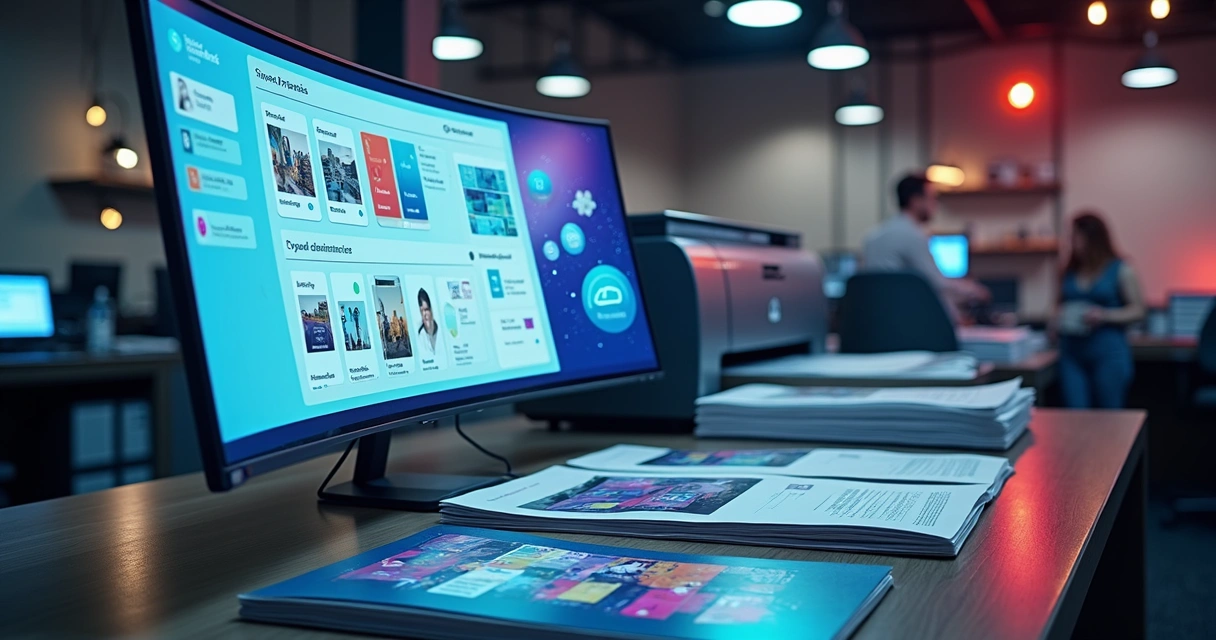 Painel de gráfica online com pedidos conectados a máquinas de impressão